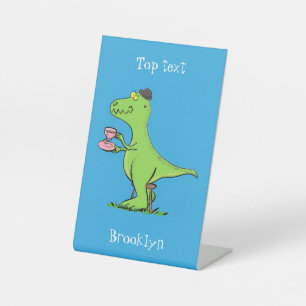 Signe De Table Caricature de dinosaure vert t rex