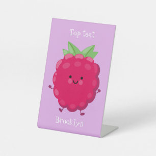 Signe De Table Caricature de framboise très heureuse