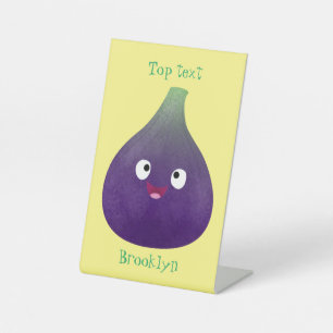 Signe De Table Caricature de fruits mauve joyeux aux figues
