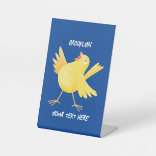 Signe De Table Caricature d'oiseau canari jaune chantant mignon