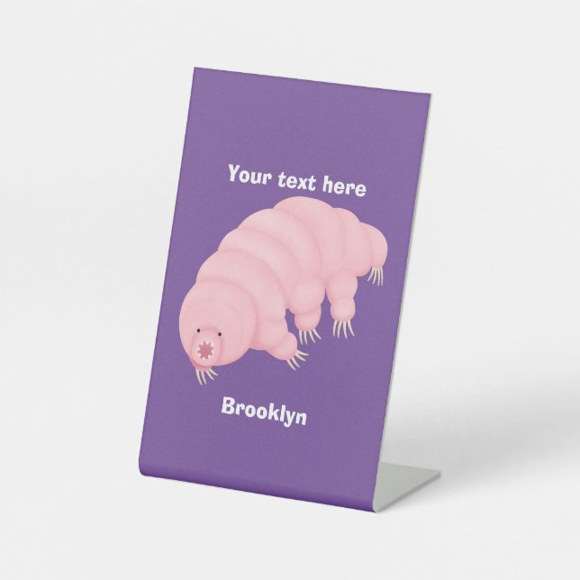 Signe De Table Caricature d'ours d'eau tardigrade rose mignon (Recto)