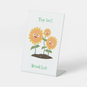 Signe De Table Caricature joli tournesol souriant illustration