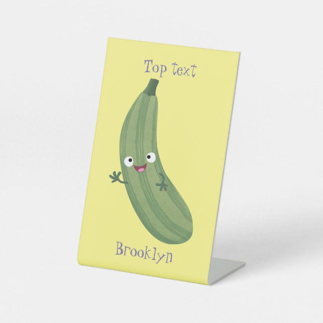 Signe De Table Caricature joyeux de courgettes mignonnes (Recto)