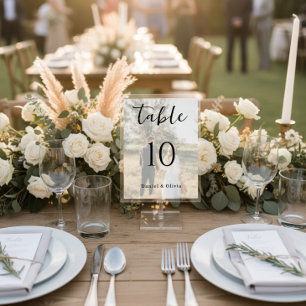 Signe De Table Carte de numéro de table de mariage photo romantiq