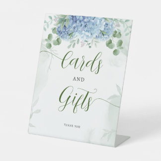 Signe De Table Carte et Baby shower cadeau Blue hydrangea