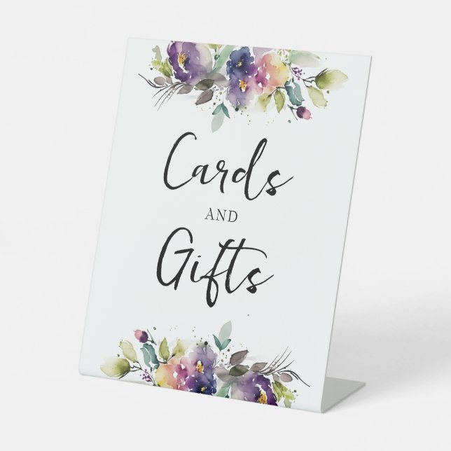 Signe De Table Carte et cadeaux Floral Aquarelle (Recto)