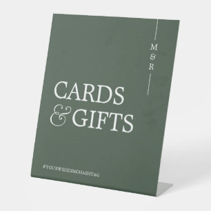 Signe De Table Carte Monogramme et cadeaux Mariage vert foncé