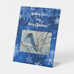 Signe De Table Carte pour notes Snowy Bluebird