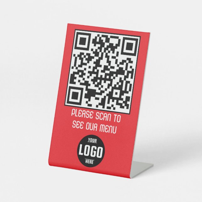 Signe De Table Carte QR Code Menu Piédestal Signal pour les resta (Recto)