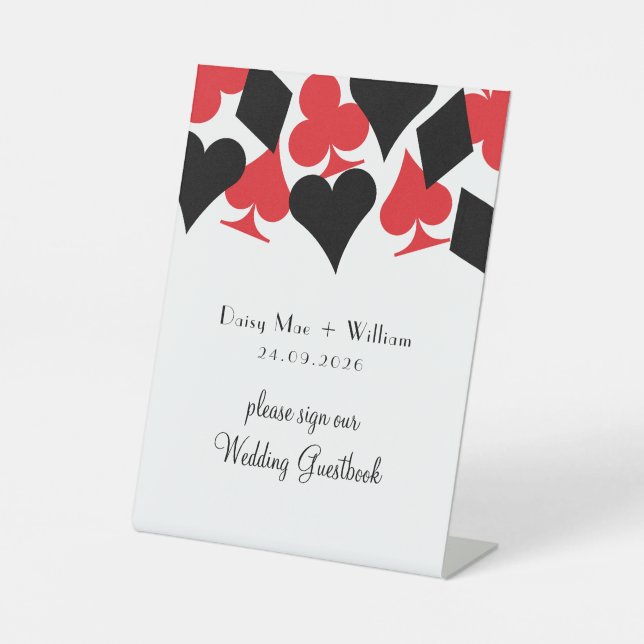 Signe De Table Carte rouge et noire - Mariage Las Vegas (Recto)