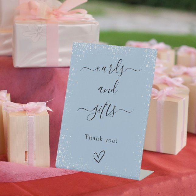 Signe De Table Cartes cadeaux bleu poussiéreux mariage argent (Créateur téléchargé)