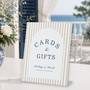 Signe De Table Cartes & Cadeaux Côtiers Élégantes Rayures Marron