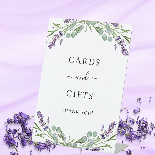 Signe De Table Cartes cadeaux lavande violette florale eucalyptus (Créateur téléchargé)