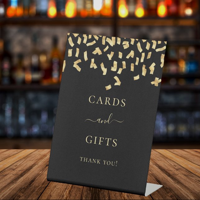 Signe De Table Cartes cadeaux noir confettis or (Créateur téléchargé)