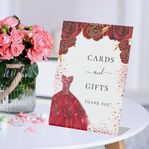 Signe De Table Cartes cadeaux robe blanche rouge fleurs fête