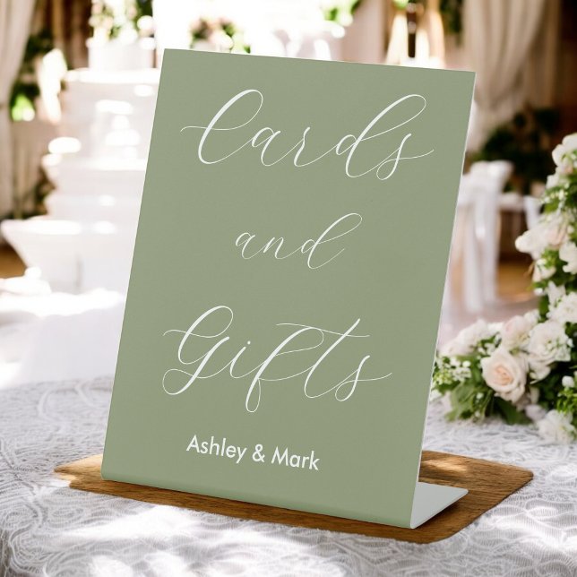 Signe De Table Cartes Cadeaux Sage Vert Blanc Mariage (Créateur téléchargé)