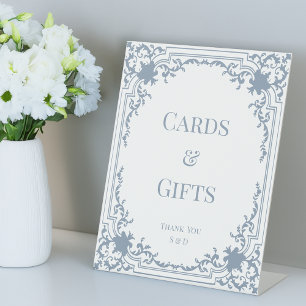 Signe De Table Cartes Cadeaux Vintage Mariage Dusty Blue Frame Bl
