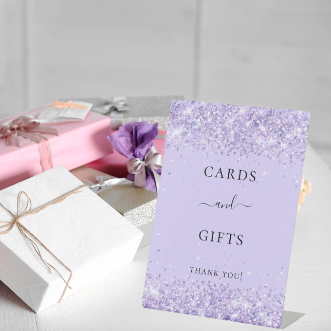 Signe De Table Cartes de fête et cadeaux pailletés violet lavande (Créateur téléchargé)
