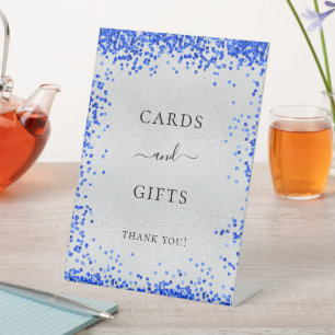 Signe De Table Cartes de mariage bleu royal argentées cadeaux