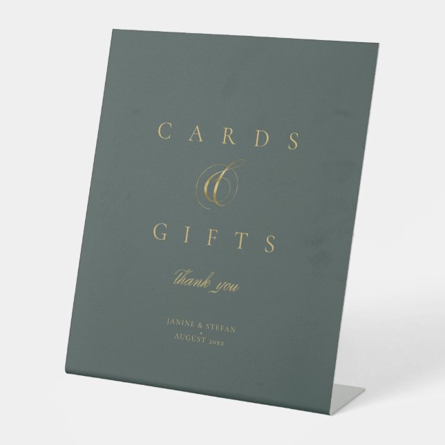 Signe De Table Cartes de mariage d'élégance simple Cadeaux Green  (Recto)