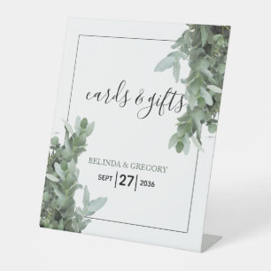 Signe De Table Cartes de mariage et cadeaux Eucalyptus en argent 