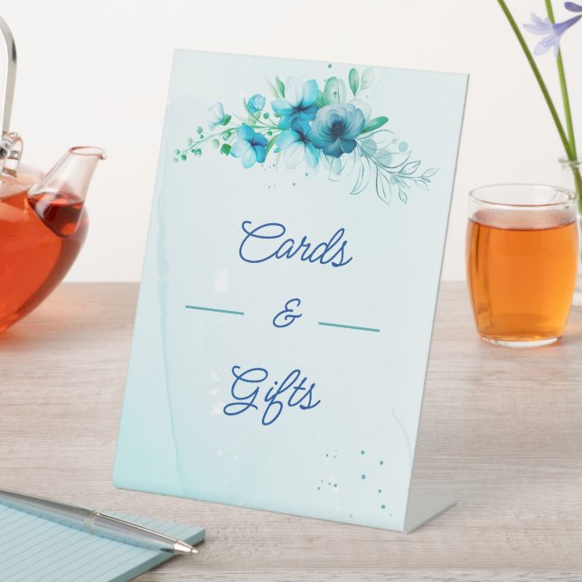 Signe De Table Cartes De Mariage Et Cadeaux Fleurs Bleues (In SItu)