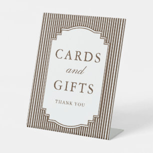 Signe De Table Cartes de mariage et cadeaux rayés marron chocolat