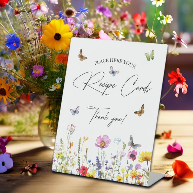 Signe De Table Cartes de recettes Fleur sauvage Papillons Fête de (Créateur téléchargé)