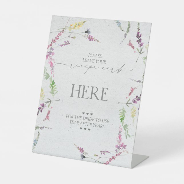 Signe De Table Cartes de recettes florales fleurs sauvages (Recto)