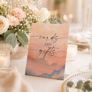 Signe De Table Cartes et cadeaux aquarelle coucher de soleil mont