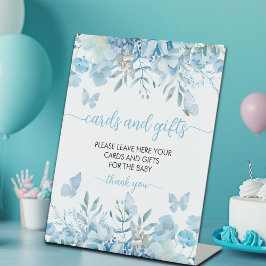 Signe De Table Cartes et cadeaux Baby shower Floral bleu