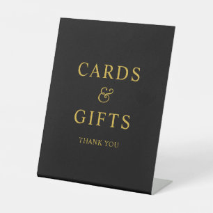 Signe De Table Cartes et cadeaux Black and Gold Elegant Ampersand