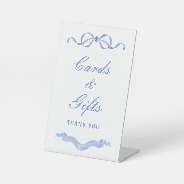 Signe De Table Cartes et cadeaux bleu simple (Recto)