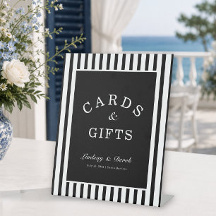 Signe De Table Cartes et Cadeaux Côtiers Élégants à Rayures Noire