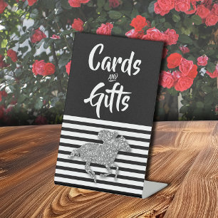 Signe De Table Cartes et cadeaux de Baby Shower pour Silver Raceh