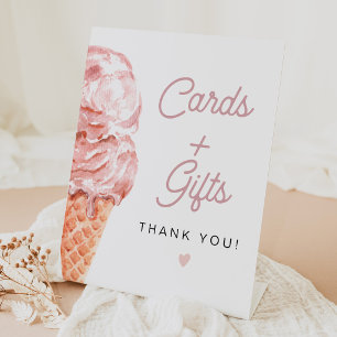 Signe De Table Cartes et Cadeaux de Crème Glacée Rose Rétro +