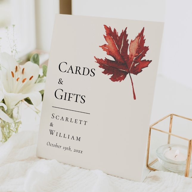 Signe De Table Cartes et cadeaux de mariage à la feuille d'automn (Créateur téléchargé)