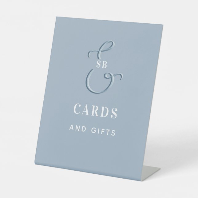 Signe De Table Cartes et cadeaux de mariage bleu Dusty (Recto)