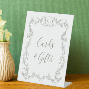 Signe De Table Cartes et Cadeaux de Mariage Botaniques Vert Sauge