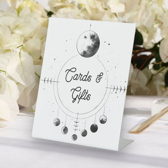 Signe De Table Cartes et cadeaux de mariage céleste noir blanc lu (Créateur téléchargé)