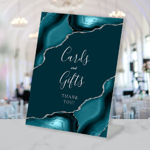 Signe De Table Cartes et Cadeaux de Mariage en Agate Bleu Turquoi