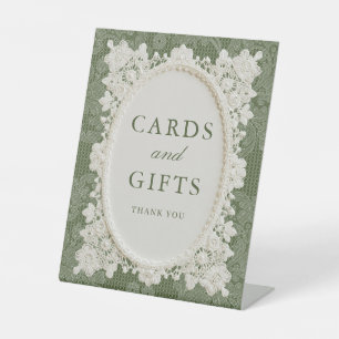 Signe De Table Cartes et Cadeaux de Mariage en Dentelle Vert Oliv