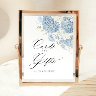 Signe De Table Cartes et Cadeaux de Mariage Fleurs Blanches Bleu 
