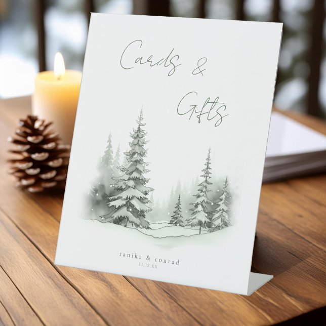 Signe De Table Cartes et cadeaux de mariage rustiques d'hiver ID1 (Créateur téléchargé)