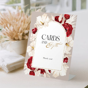 Signe De Table Cartes et cadeaux de mariages à fleurs rouge et bl