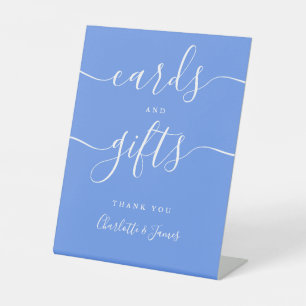 Signe De Table Cartes et cadeaux de signature de script de bleu d