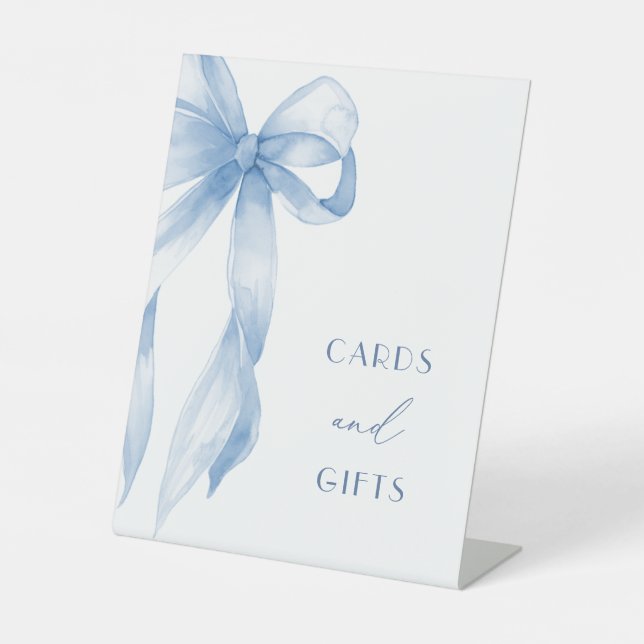 Signe De Table Cartes et cadeaux élégants Dusty Blue Bow (Recto)