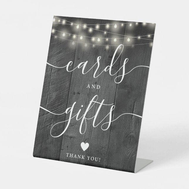 Signe De Table Cartes Et Cadeaux En Bois Noir (Recto)