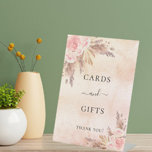 Signe De Table Cartes et cadeaux en herbe de Pampas rose blush
