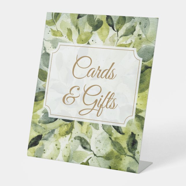 Signe De Table Cartes et cadeaux Feuille verts Botanique (Recto)